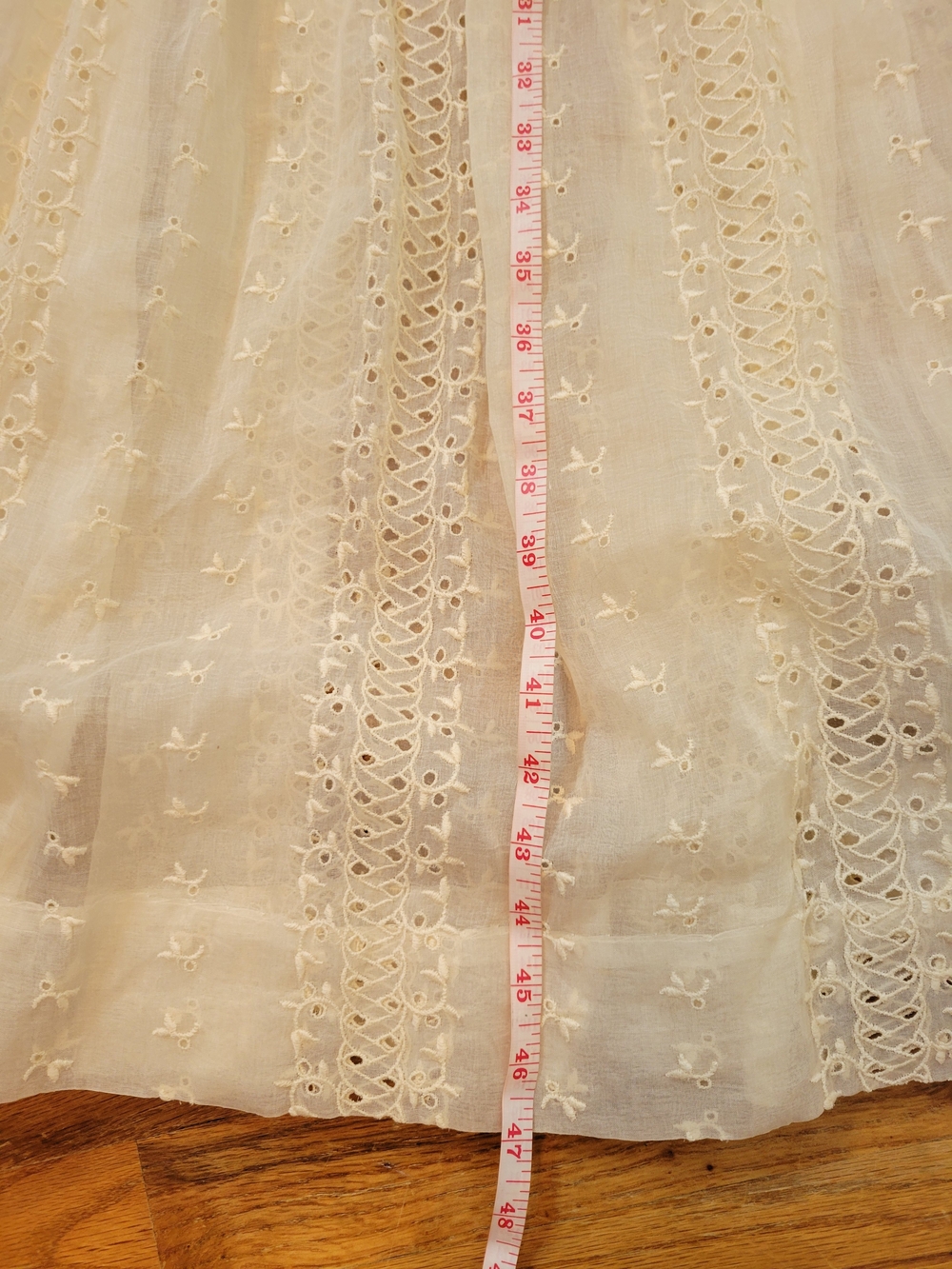 Vintage Cream Eyelet Button-Front Midi Dress - Picture 15 of 16